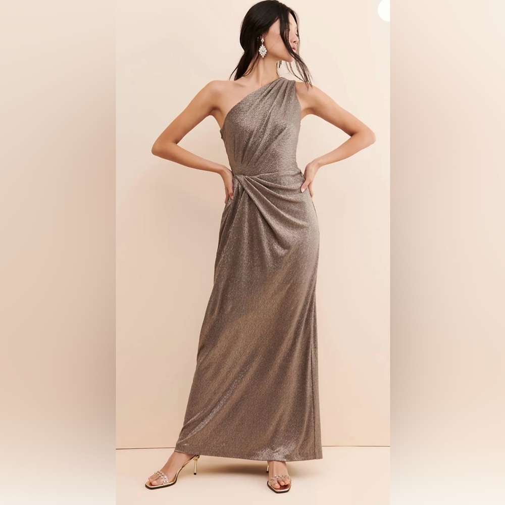 Ralph Lauren one shoulder gown in metallic